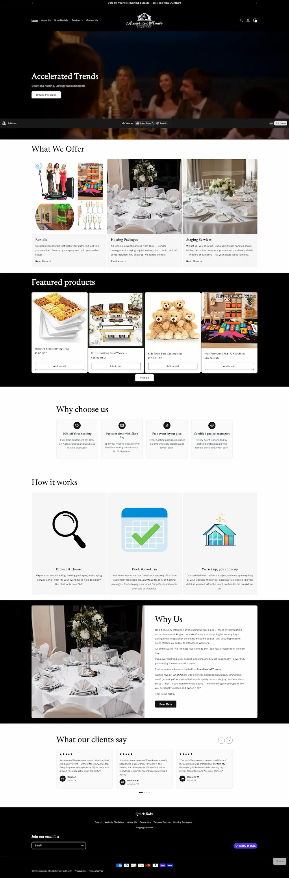 Full-page preview of the Accelerated Trends website