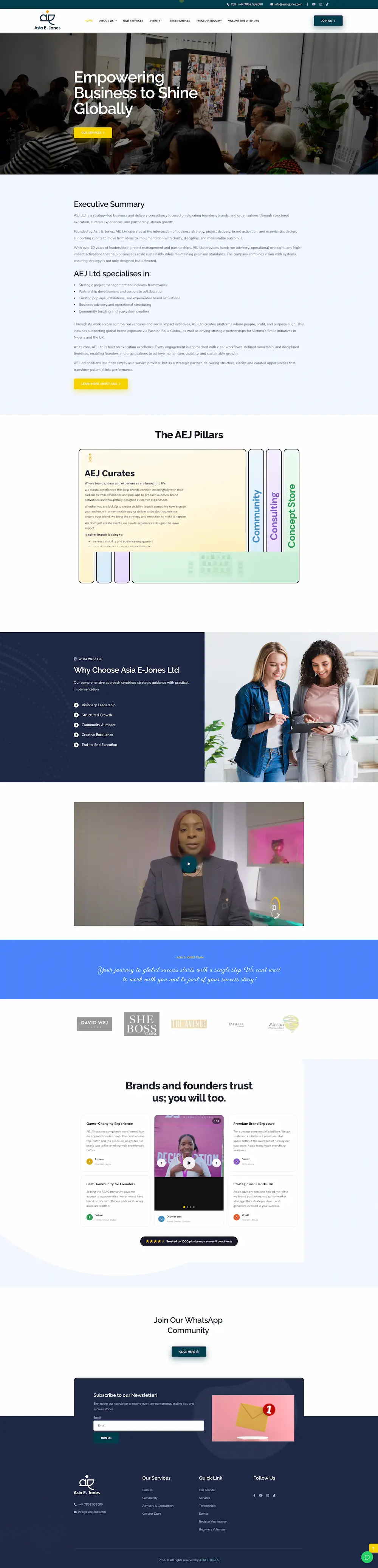Full-page preview of the Asia E. Jones website