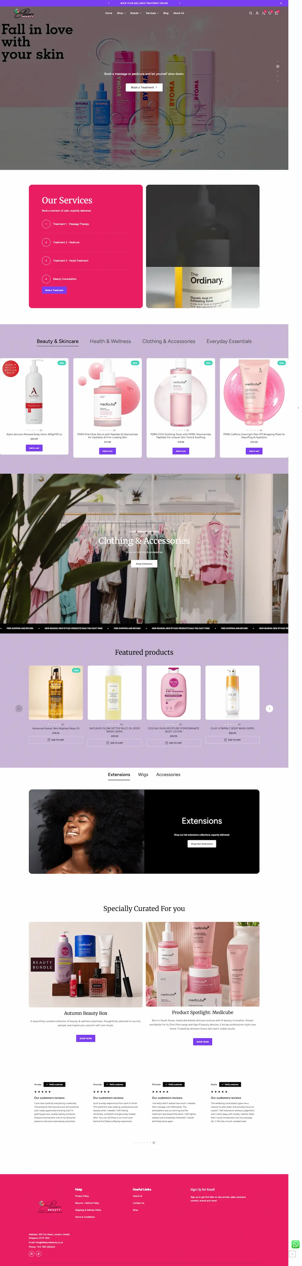 Full-page preview of the Ellalaura Beauty Store website