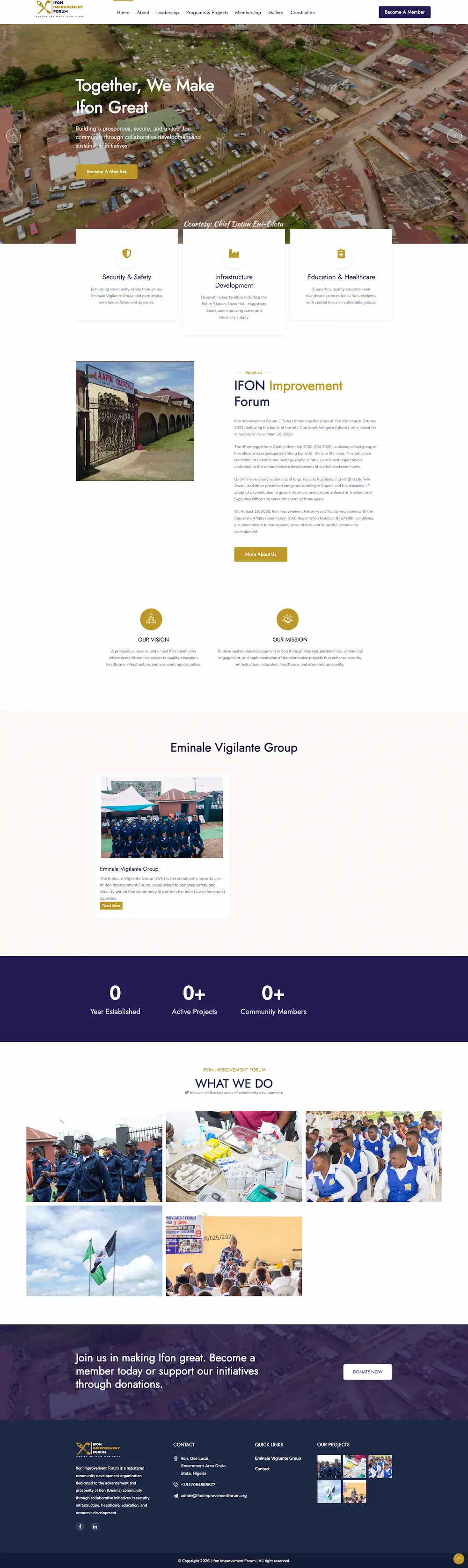 Full-page preview of the IFON Improvement Forum website