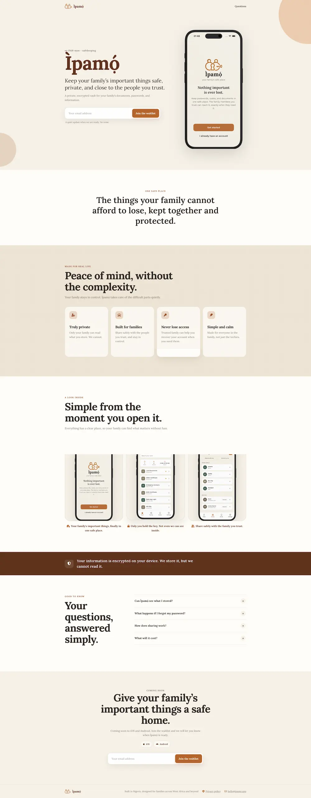 Full-page preview of the Ìpamọ́ website