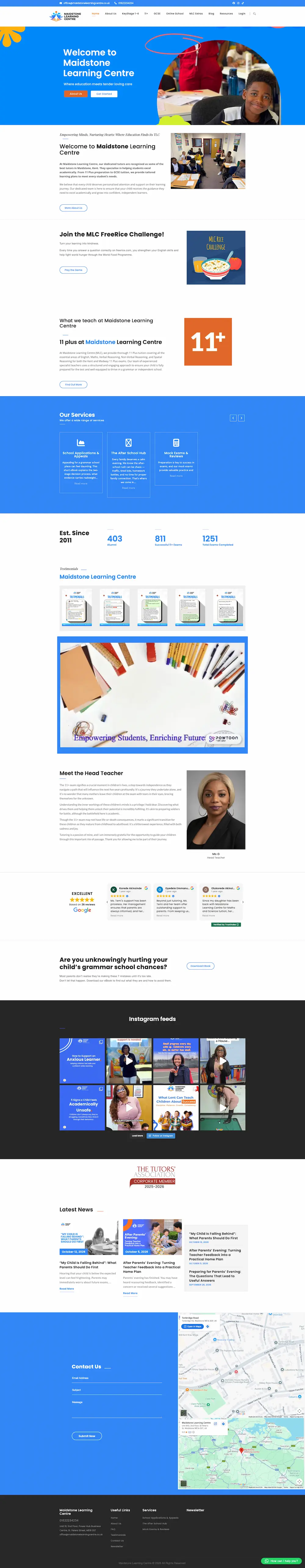 Full-page preview of the Maidstone Learning Centre website
