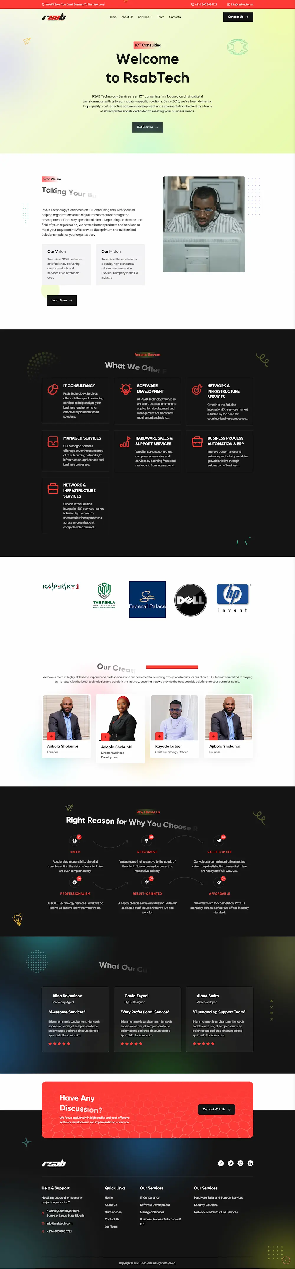 Full-page preview of the RSAB Tech website