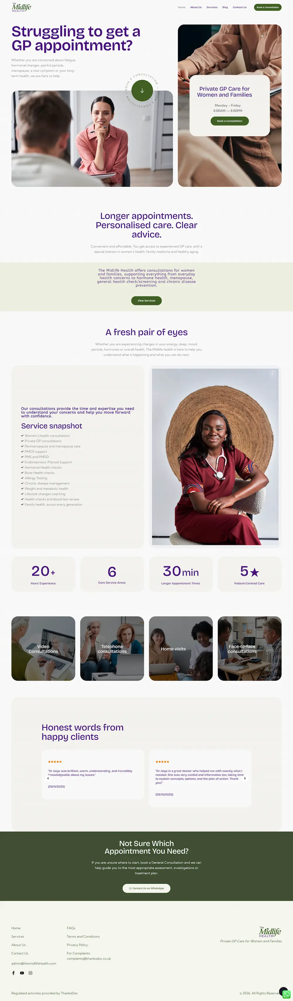 Full-page preview of the The Midlife Health website