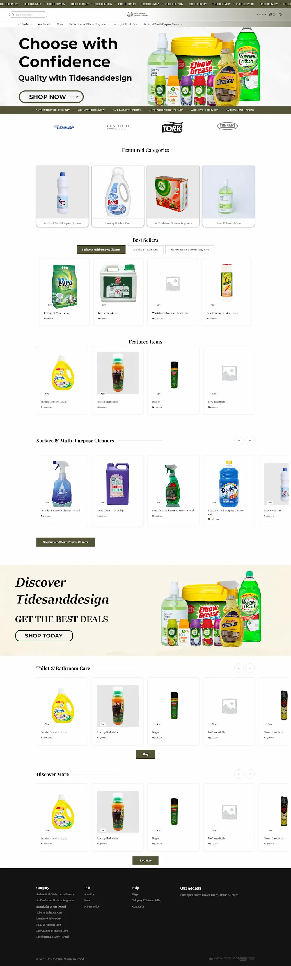 Full-page preview of the Tides & Design website
