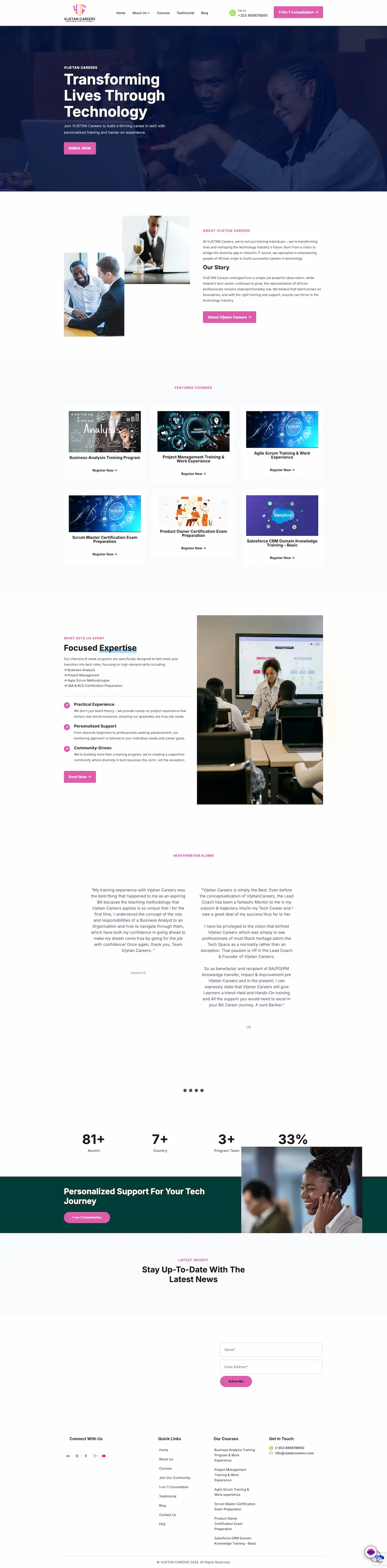 Full-page preview of the Vijetan Careers website